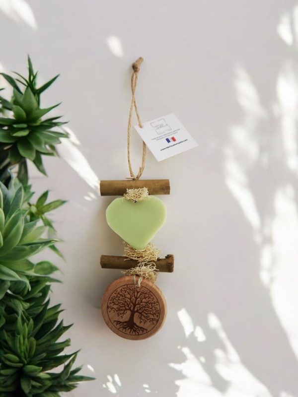 Tresse 1 Cœur Verveine avec Rond  Bois "Arbre de vie " – Image 3