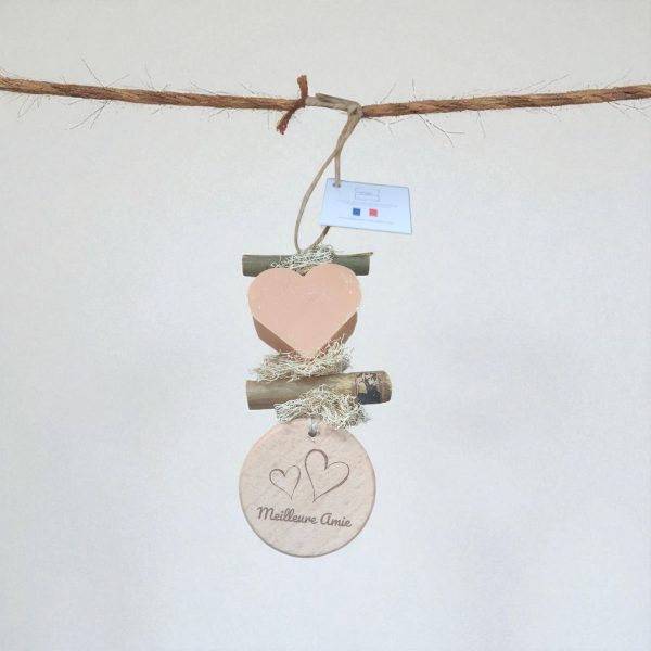 Tresse 1 Savon Cœur Fleur d'Oranger avec Rond  Bois Gravé "Meilleure Amie" – Image 3