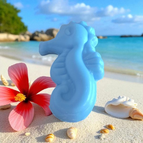 Savon en Forme d'Hippocampe Senteur Ecume couleur Bleue 40 gr – Image 2