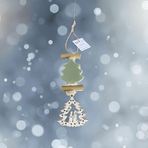 Tresse 1 Savon en forme de sapin vert parfumé cèdre avec "un sapin découpé" – Image 4