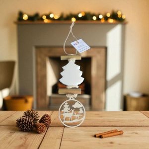 Tresse 1 Savon en forme de sapin blanc parfumé bergamote avec "Cerf dans la forêt"