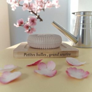 Porte Savon Personnalisé en Bambou "Petites Bulles....Grand sourire."