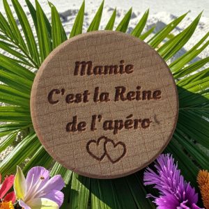 Bouchon de Bouteille Personnalisé "Mamie c'est la reine de l'apéro "
