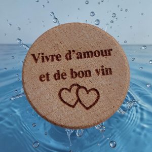 Bouchon de Bouteille Personalisé (Vivre d'amour et de bon vin)