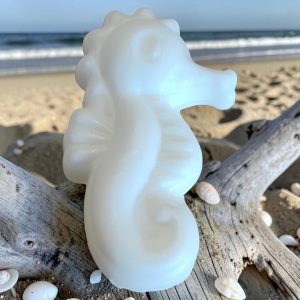 Savon invité en forme hippocampe blanc senteur Méditerranée 40 gr fabrication française