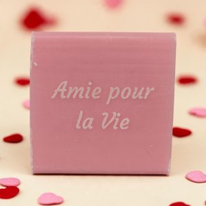 savon artisanal 125 gr parfum rose gravé "Amie pour la vie"l